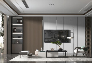 电视机满墙柜客厅装饰现代简约风