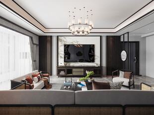 电视机满墙柜客厅装饰现代简约风