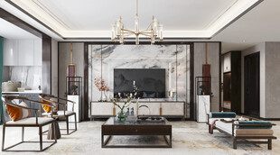 电视机满墙柜客厅装饰现代简约风