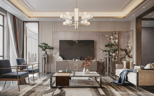 电视机满墙柜客厅装饰现代简约风