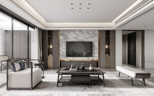 电视机满墙柜客厅装饰现代简约风