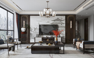 电视机满墙柜客厅装饰现代简约风