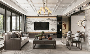 电视机满墙柜客厅装饰现代简约风