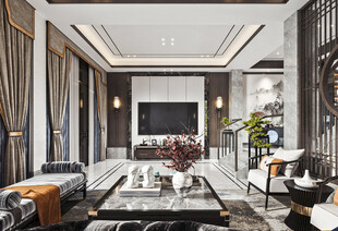 电视机满墙柜客厅装饰现代简约风