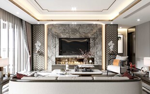 电视机满墙柜客厅装饰现代简约风