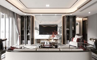 电视机满墙柜客厅装饰现代简约风