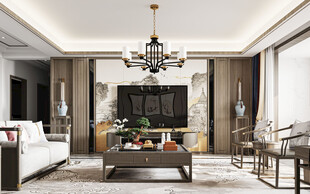 电视机满墙柜客厅装饰现代简约风