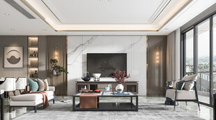 电视机满墙柜客厅装饰现代简约风