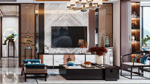 电视机满墙柜客厅装饰现代简约风