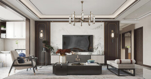 电视机满墙柜客厅装饰现代简约风