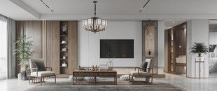 电视机满墙柜客厅装饰现代简约风