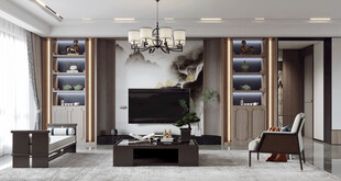 电视机满墙柜客厅装饰现代简约风