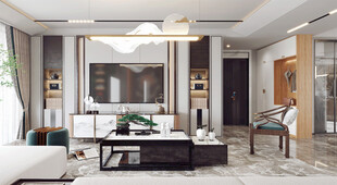 电视机满墙柜客厅装饰现代简约风