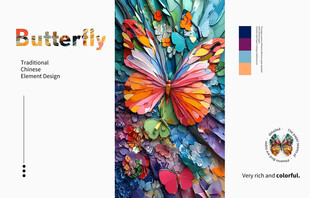 彩色蝴蝶插画排版