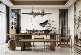 现代简约高级感新中式复古风书房