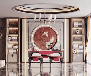 现代简约高级感新中式复古风书房