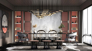 现代简约高级感新中式复古风书房