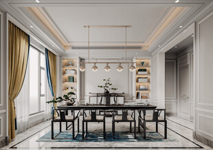 现代简约高级感新中式复古风书房