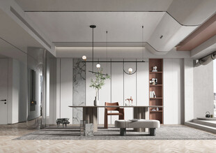 现代简约高级感多功能新中式书房