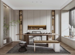 现代简约高级感多功能新中式书房