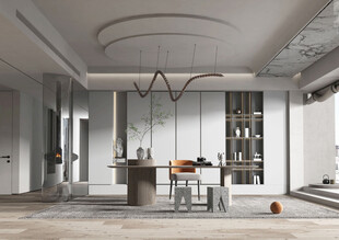 现代简约高级感多功能新中式书房