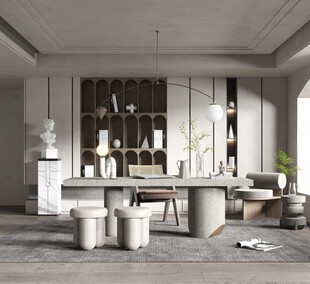 现代简约高级感多功能新中式书房