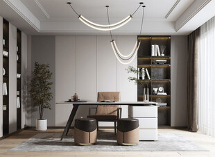 现代简约高级感多功能新中式书房