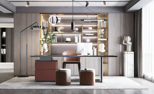 现代简约高级感多功能新中式书房