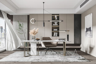 现代简约高级感多功能新中式书房