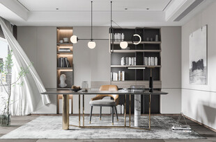 现代简约高级感多功能新中式书房