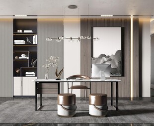 现代简约高级感多功能新中式书房