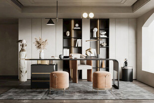 现代简约高级感多功能新中式书房