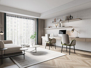 现代简约高级感多功能新中式书房