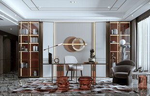 现代简约高级感多功能新中式书房