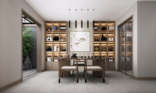 现代简约高级感多功能新中式书房