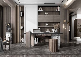 现代简约高级感多功能新中式书房