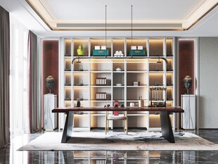 现代简约高级感多功能新中式书房