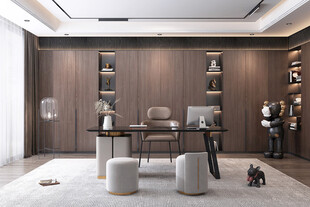 现代简约高级感多功能新中式书房