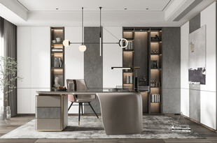 现代简约高级感多功能新中式书房