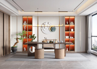 现代简约高级感多功能新中式书房