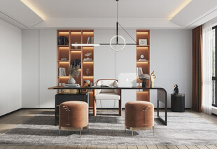 现代简约高级感多功能新中式书房