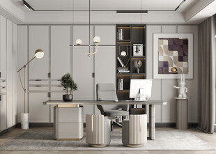 现代简约高级感多功能新中式书房