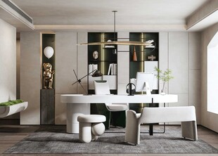 现代简约高级感多功能新中式书房