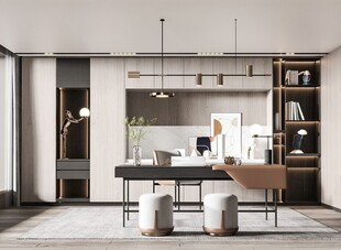 现代简约高级感多功能新中式书房