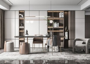 现代简约高级感多功能新中式书房