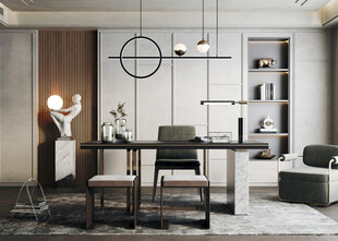 现代简约高级感多功能新中式书房