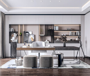 现代简约高级感多功能新中式书房