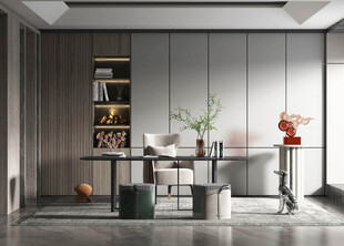现代简约高级感多功能新中式书房