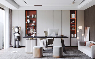 现代简约高级感多功能新中式书房