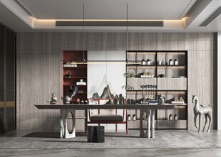 现代简约高级感多功能新中式书房